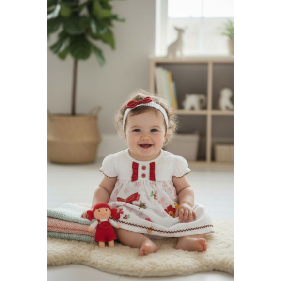 New Baby Girl Dress Set with matching headband underwear size 3 to 6 months - Picture 2 of 3